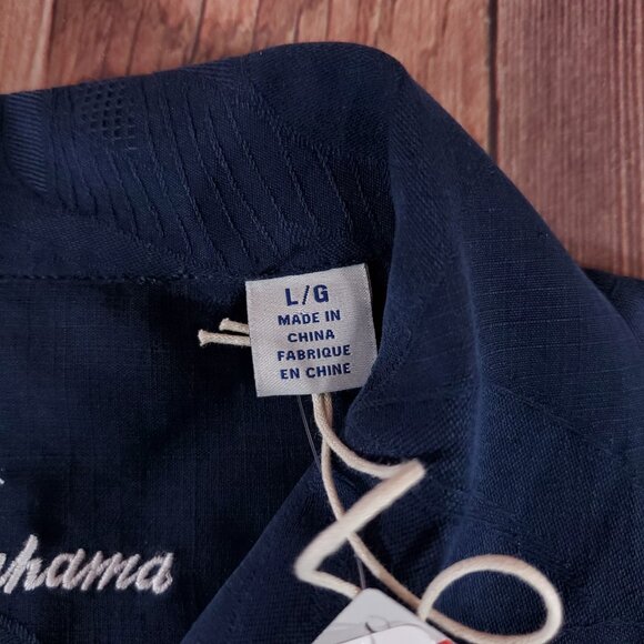 NWT Tommy Bahama Dayton Flyers Mens Large Silk Floral Hawaiian Shirt Navy Blue - Picture 10 of 14